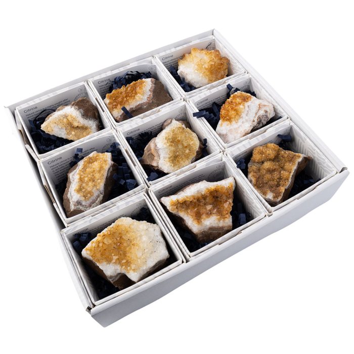 Citrine Heat Treated Druze 2nd Grade Small with Gift Box, Brazil (9pc) NETT