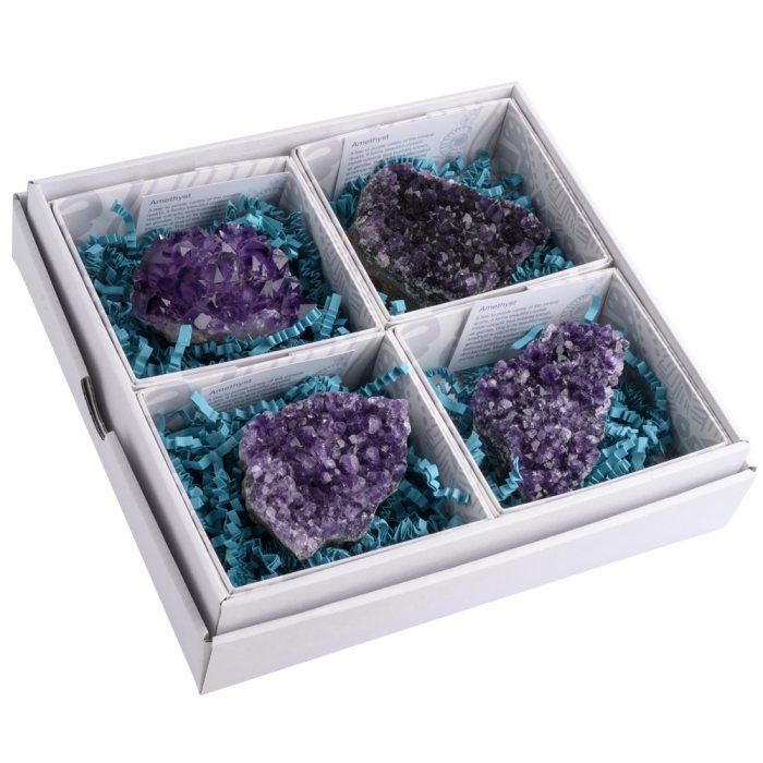 Amethyst Druze 1st Grade in Gift Box, Brazil (4pc) NETT
