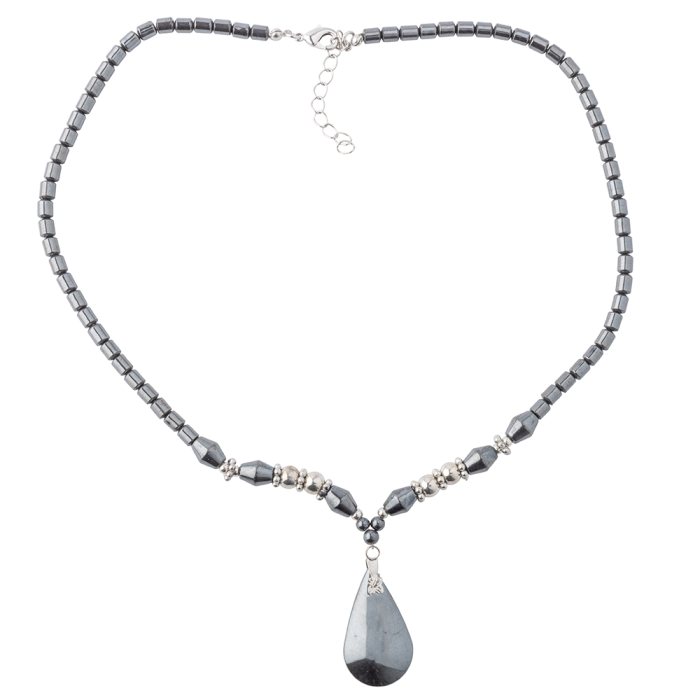 Hematine Teardrop Necklace 18" Design 14 (1pc) 