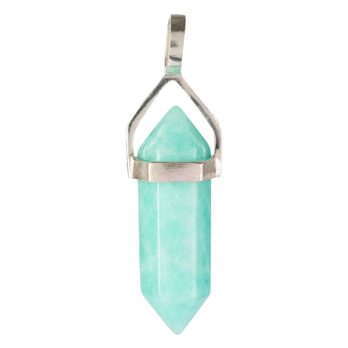 Amazonite Double Point Pendant, Silver Plated (1pc)
