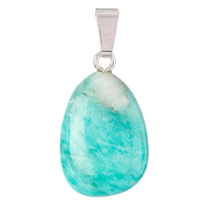 Amazonite Tumblestone Pendant, Silver Plated Bail (1pc)