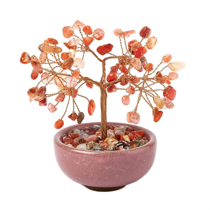Carnelian Gemstone Tree in Cup, 115mm  (1pc) NFD