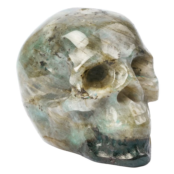 Labradorite Skull Incense Holder, approx 50mm (1pc) NFD