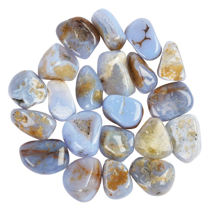 Blue Chalcedony (B Grade) Medium Tumblestones, 20-30mm (250g)