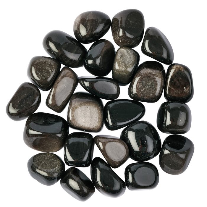 Silver Obsidian Medium Tumblestones, 20-30mm  (250g)