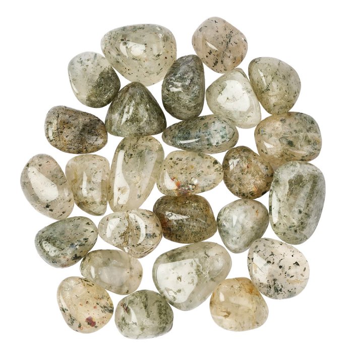 Green Tourmaline in Quartz Medium Tumblestones, 20-30mm (250g)