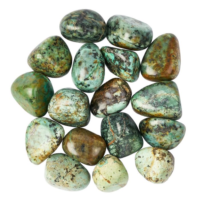African Turquoise Medium Tumblestones, 20-30mm (250g)