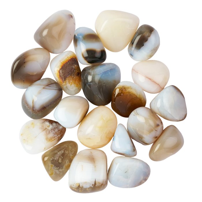 White Milky Opal Medium Tumblestones, 20-30mm (250g) 