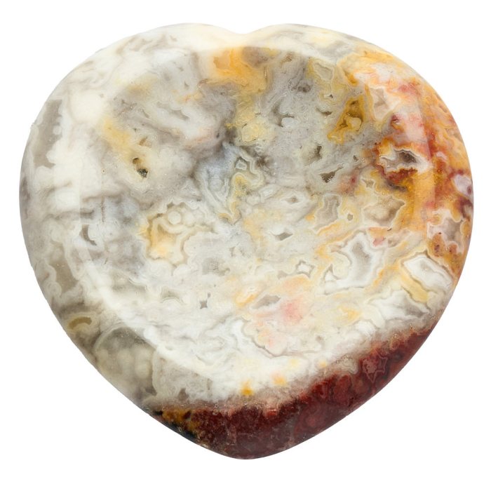 Crazy Lace Agate Yellow, Heart Worry Stone (1pc)