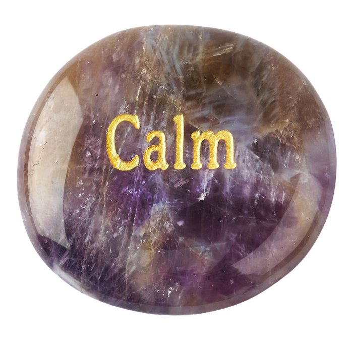 Dream Amethyst Smoothstone with CALM etching (1pc)