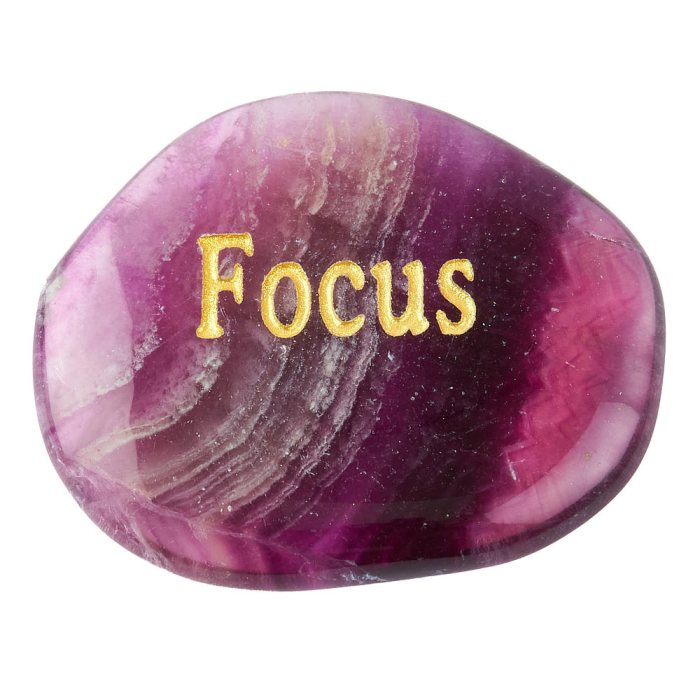 Rainbow Fluorite Smoothstone with FOCUS etching (1pc)
