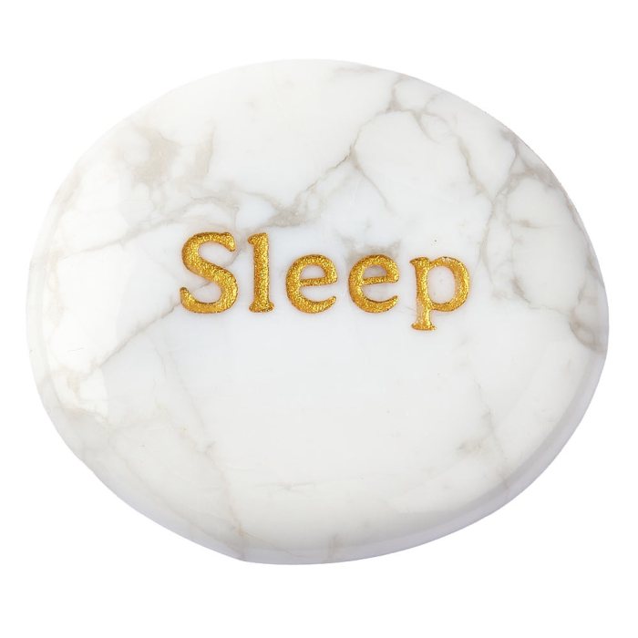 Howlite White Smoothstone with SLEEP etching (1pc)
