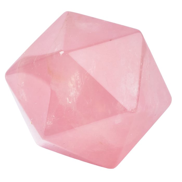 Rose Quartz Icosahedron, 30mm (1pc)