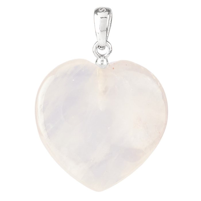 Quartz Heart Pendant, Sterling Silver, 20mm (1pc)