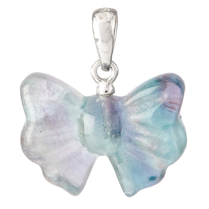 Candy Fluorite Bow Pendant with Sterling Silver bail (1pc)