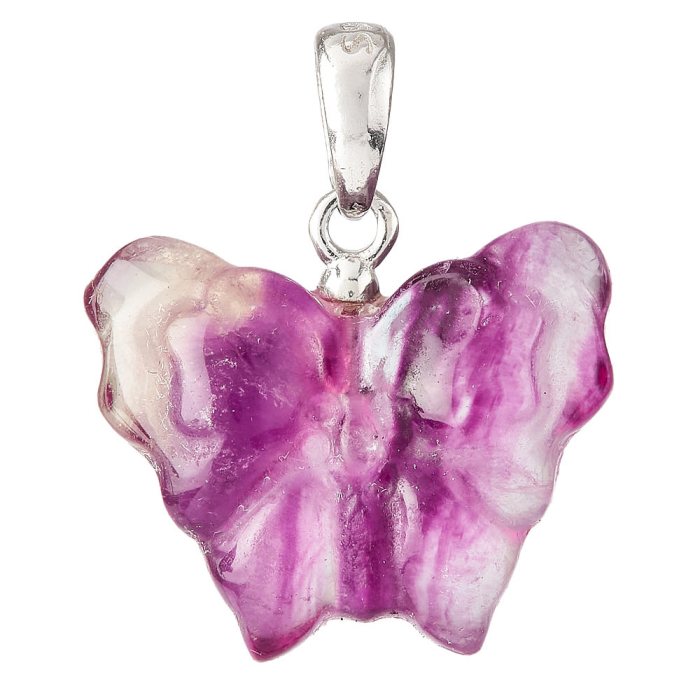 Candy Fluorite Butterfly Pendant with Sterling Silver bail (1pc)