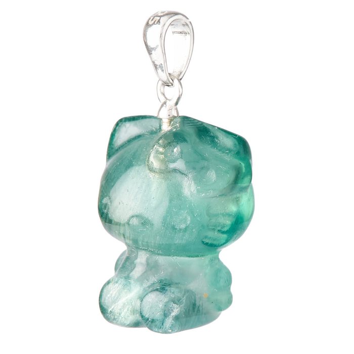 Candy Fluorite Cartoon Cat Pendant, Sterling Silver (1pc)
