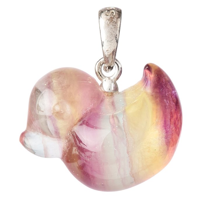 Candy Fluorite Duck Pendant, Sterling Silver (1pc)