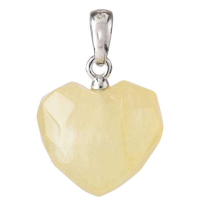 Candy Fluorite Faceted Heart Pendant, Sterling Silver (1pc)