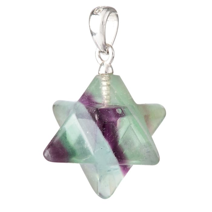 Candy Fluorite Merkaba Pendant, Sterling Silver (1pc)