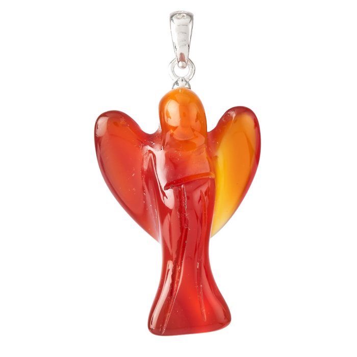 Carnelian Angel Pendant, Sterling Silver, 1" (1pc)