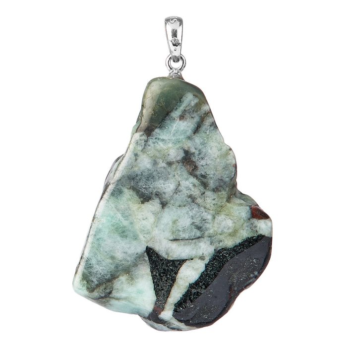 Emerald Natural Edge Slab Pendant, Sterling Silver Bail (1pc)
