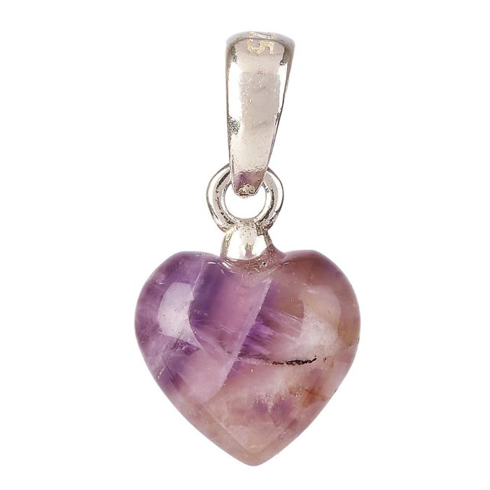Tiny Amethyst Heart Pendant, 6x8mm, Sterling Silver (1pc)
