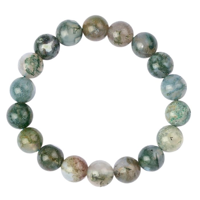 10mm Moss Agate Bead Bracelet (1pc)
