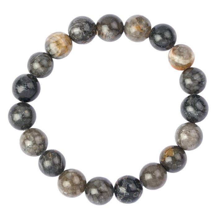 10mm Grey Coral Bead Bracelet (1pc) 