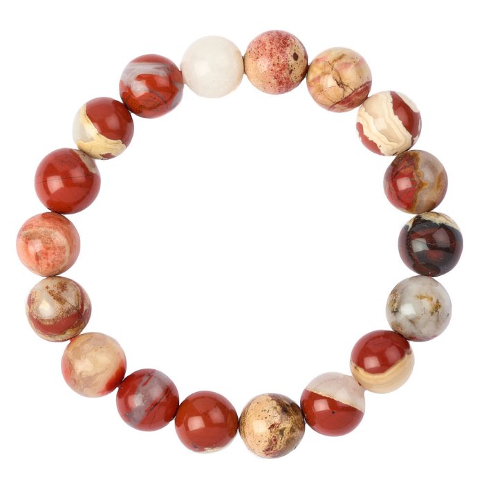 10mm Poppy Jasper Bead Bracelet (1pc)