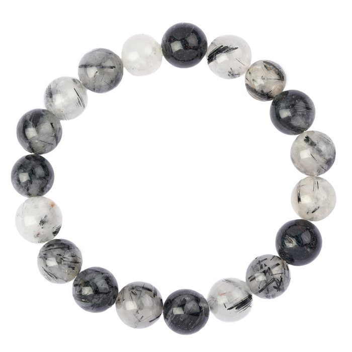 10mm Tourmalinated Quartz Bead Bracelet (1pc)