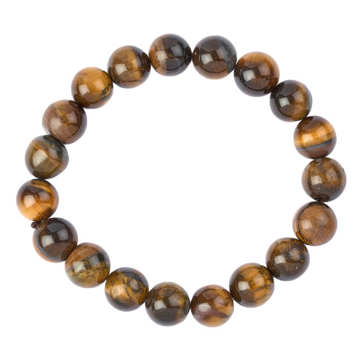 10mm Tiger Eye Gold Bead Bracelet (1pc)