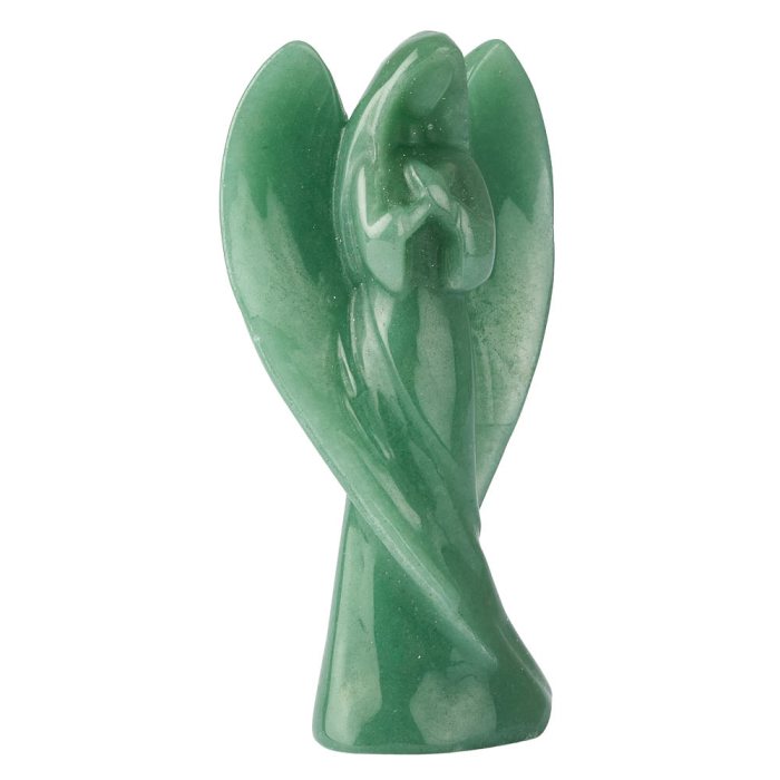 Green Aventurine Angel Mary Carving with Wings, 75mm (1pc) NFD