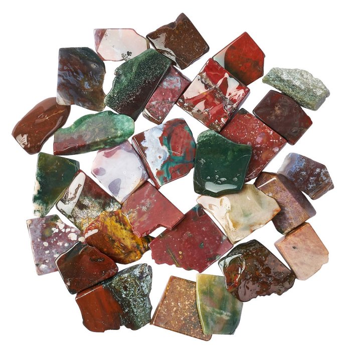 Fancy Jasper Freeform Slabs, 4/15mm x 30/70mm (KGS)