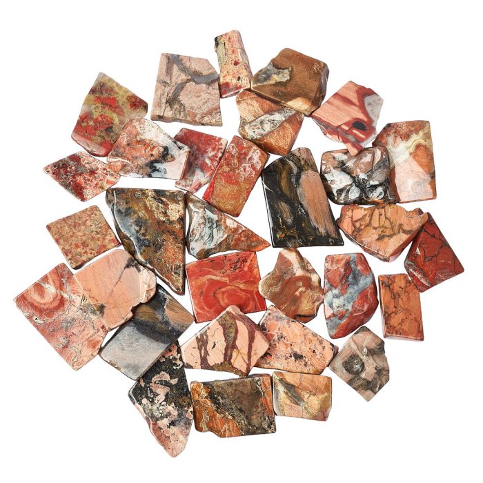 Red Silver Leaf Jasper Freeform Slabs, 4/15mm x 30/70mm (KGS)