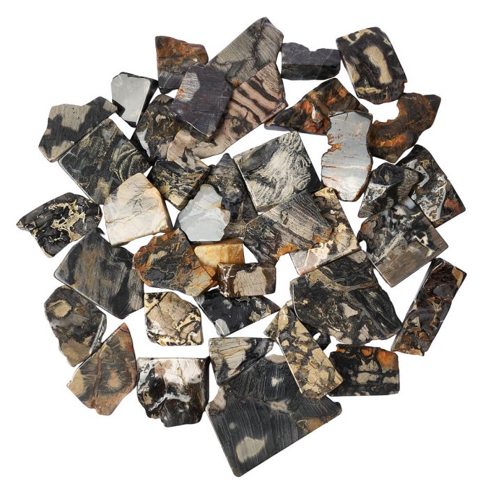 Silver Leaf Jasper Freeform Slabs, 4/15mm x 30/70mm (KGS)