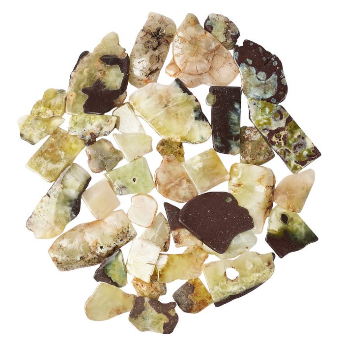 Australian Prehnite Freeform Slabs, 4/15mm x 30/70mm (KGS)