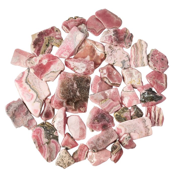 Rhodocrosite Polished FreeForm Slabs, 4/15mm x 30/70mm (1kg)