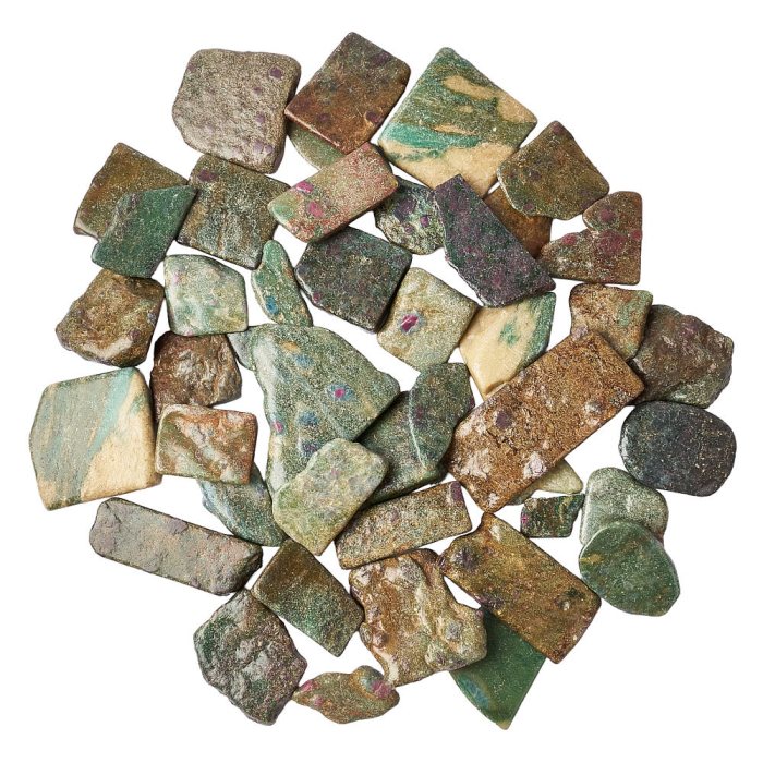 Ruby Fuchsite Freeform Slabs, 4/15mm x 30/70mm (KGS)