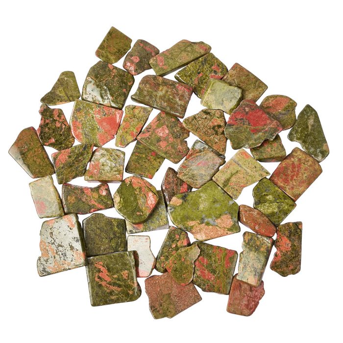 Unakite Polished Freeform Slabs, 4/15mm x 30/70mm (KGS)