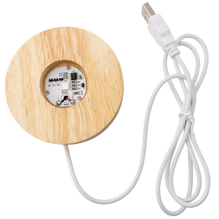 Colour Changing Light Box USB LED, 8cm Round Wooden Base 8cm (1pc) NETT