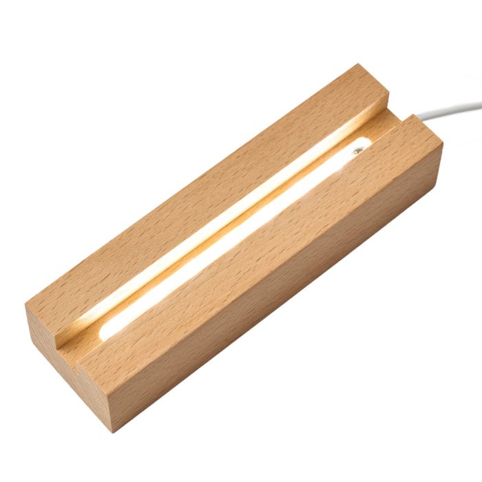 Rectangular Light Box Wood LED Base with 12mm slot USB (1pc) NETT