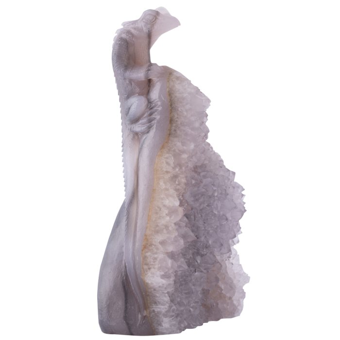 Agate Geode Lizard on Rock Base Carving 8.5“ (1pc) NETT