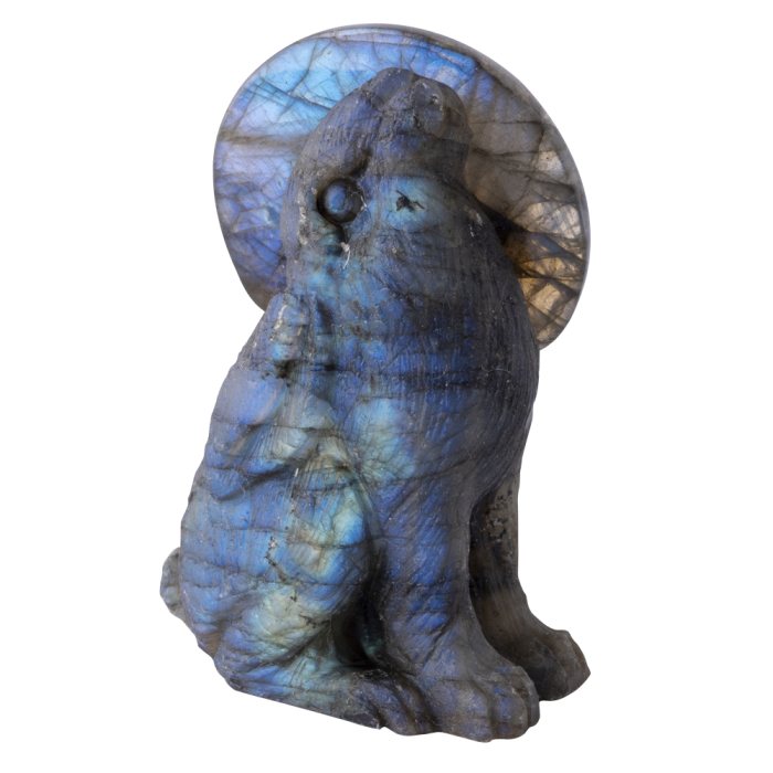 Labradorite Moon Gazing Hare w/Moon 2.5" (1 piece) SPECIAL