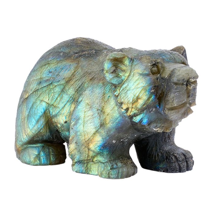 Labradorite Bear carving 3x1.75x1.5" NETT