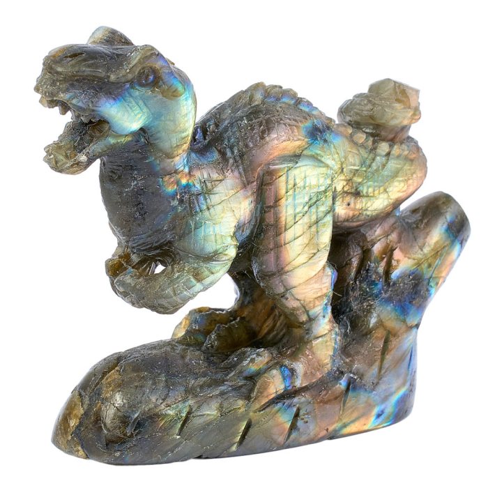 Labradorite Dinosaur carving 3.75x2.75x1.25" NETT