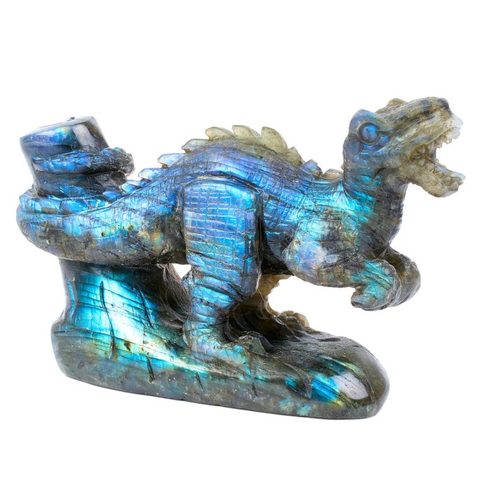 Labradorite Dinosaur Carving 4.5x3x1.5"