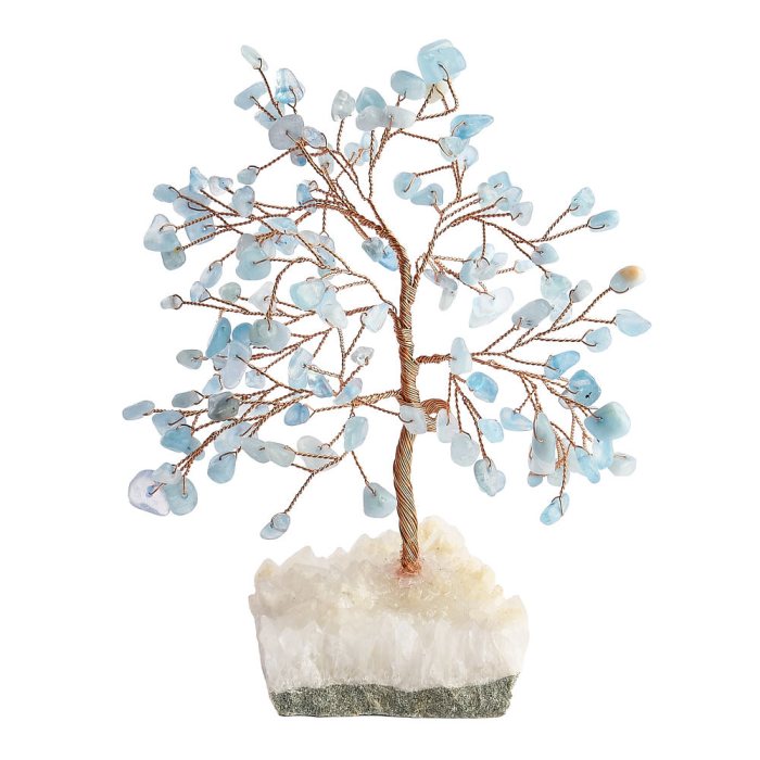 Aquamarine Gem Tree with Crystal Base (1pc) NFD