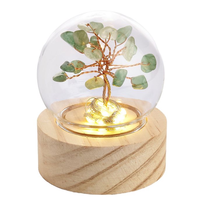 Green Aventurine Gem Tree Lamp, battery operated (1pc) NFD
