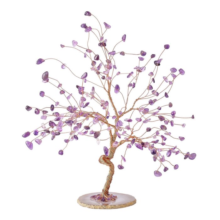 Amethyst Willow Tree with Agate Slice Base (1pc) NFD